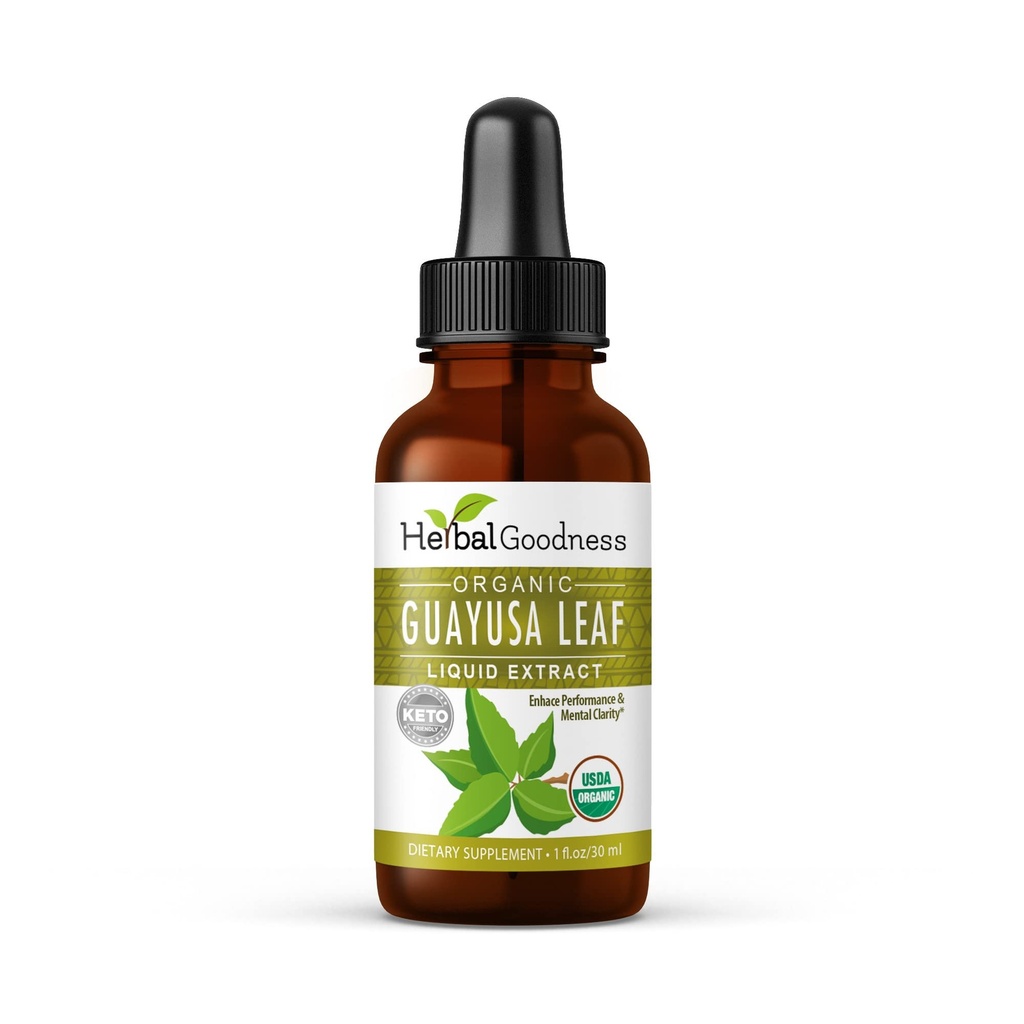 Guayusa Leaf Extract Hersen Focus - Natuurlijke Cafeïne Uithoudingsvermogen Drink Energie Supplement, Koffie Alternatief, Stress Relief - Biologische Kosher 1oz fles - Herbal Goodness