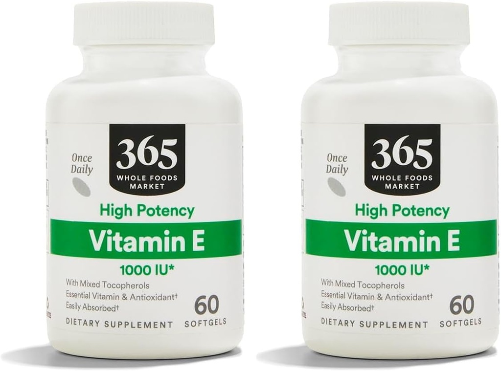 365 door Whole Foods Market, Vitamine E Hoge Potentie 1000 Iu, 60 Softgels (pakket van 2)