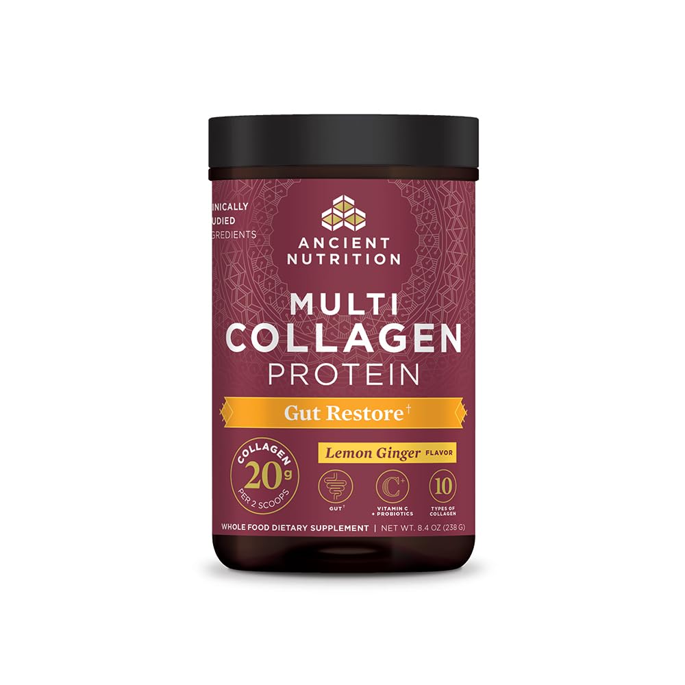 Oude Voeding Collageen Poeder Proteïne, Multi Collageen Proteïne, Gehydrolyseerde Collageen Peptides Ondersteunt huid en nagels, Gezamenlijke Supplement (Gut Restore, 20 porties)