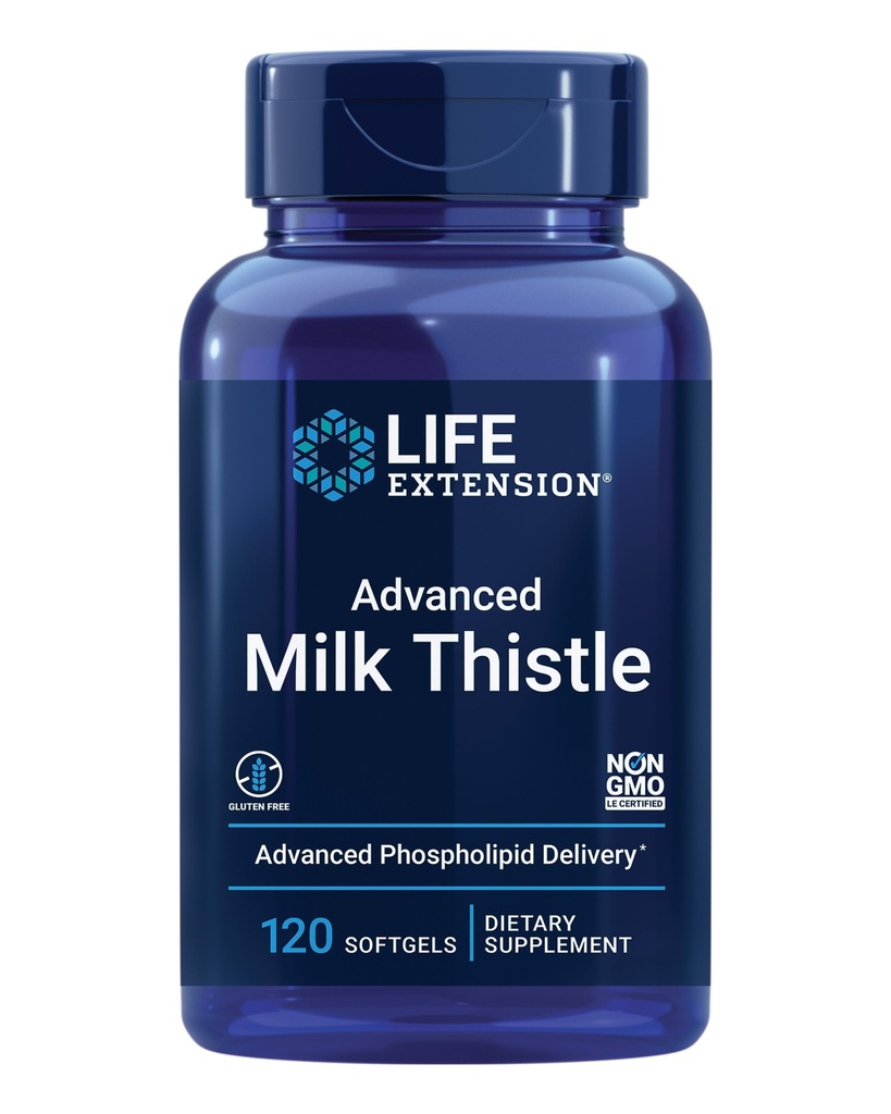Life Extension Advanced Milk Thistle, Liver Health Supplement, Lever Detox, Cell Division, silymarin, silybin, bio available, Gluten Free, Non-GMO, 120 softgels