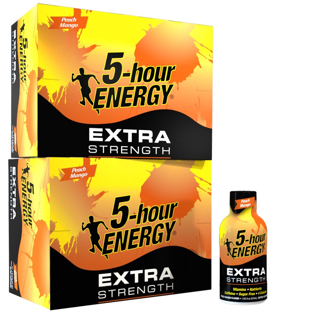 5-uurs energieschot, extra kracht perzik Mango, 1,93 Ounce, 24 Tellen