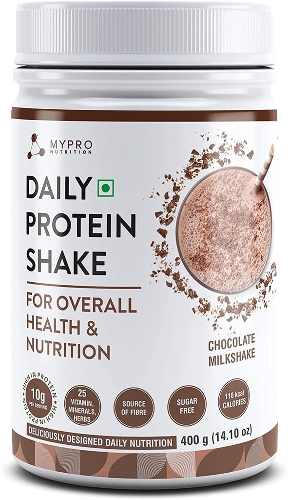 Dagelijks Proteïne Shake 118 kcal Calorieën, 25 Vitamine -Serving -40- voor mannen & vrouwen Chocolade Melk Shake smaak voor 400Gm