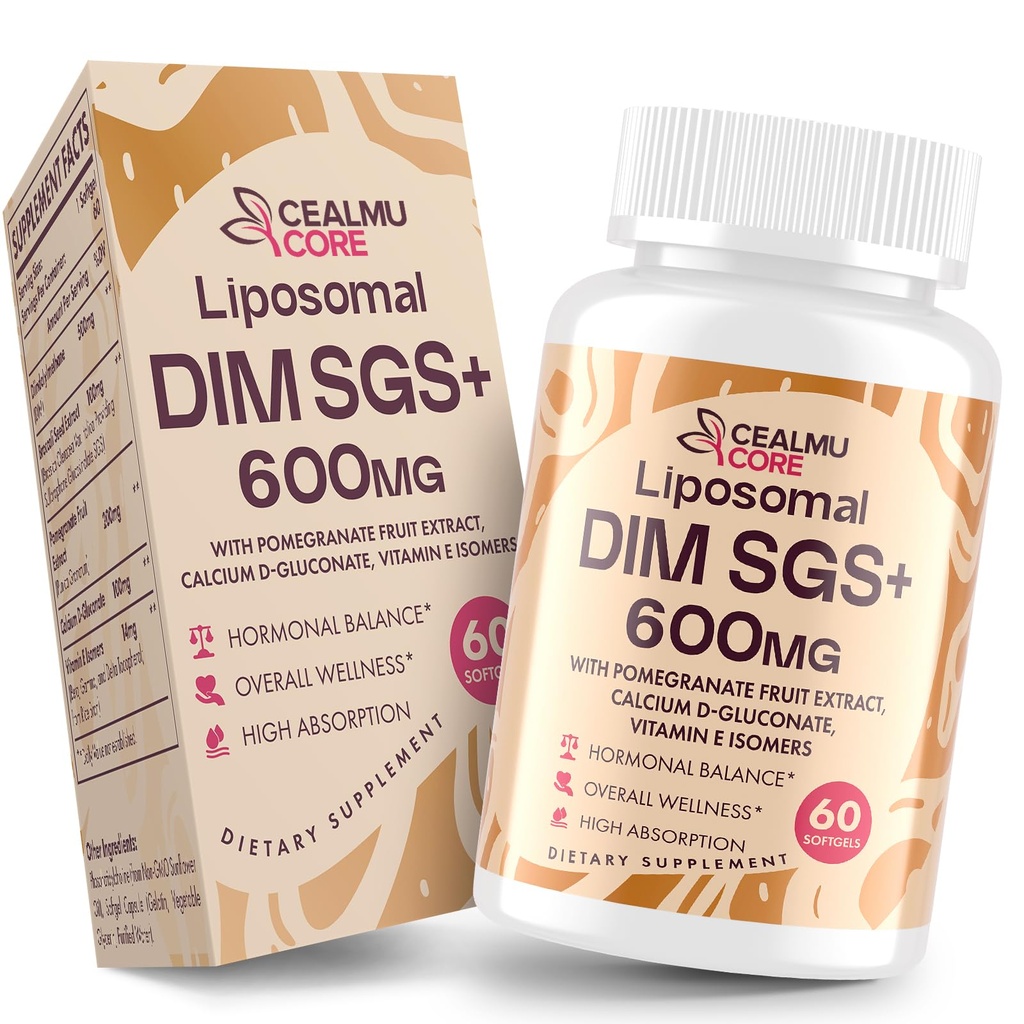 Liposomale DIM SGS-supplement - Hormone supplement voor vrouwen en mannen, Estrogen Supplementen bevat Sulforaphane Glucosinolaat, Vitamine E, Granaatappelfruit - Ondersteuning Detox en Antioxidant (1 Pack)
