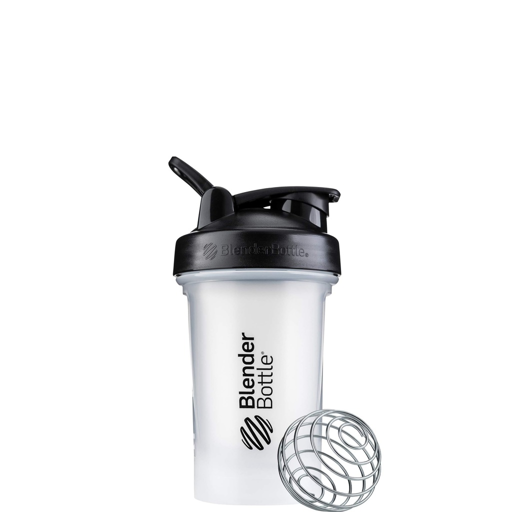 BlenderBattle Classic V2 Shaker Bottle Perfect voor eiwitshakes en pre-workout, 20-ounce, helder/zwart