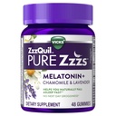 ZzzQuil Pure Zzzs Melatonine Gummies, Slaaphulp, Melatonine 2mg, met kamille & Lavendel, Melatonine Slaap Gummies, Slaapmiddelen voor volwassenen, Wildberry Vanilla Gearomatiseerd, 48 Slaap Gummies