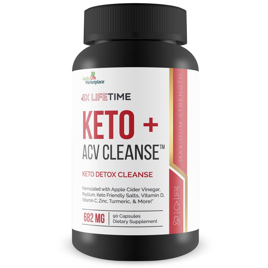 3X Lifetime Keto + ACV Cleanse - Keto Detox Cleanse voor volledige lichaamsreiniging - 90 dagen levering - Help verminderen Belly Bloat w/Psyllium Digestieve Ondersteuning - Bevorderen van energie & Focus - Keto Detox Cleanser