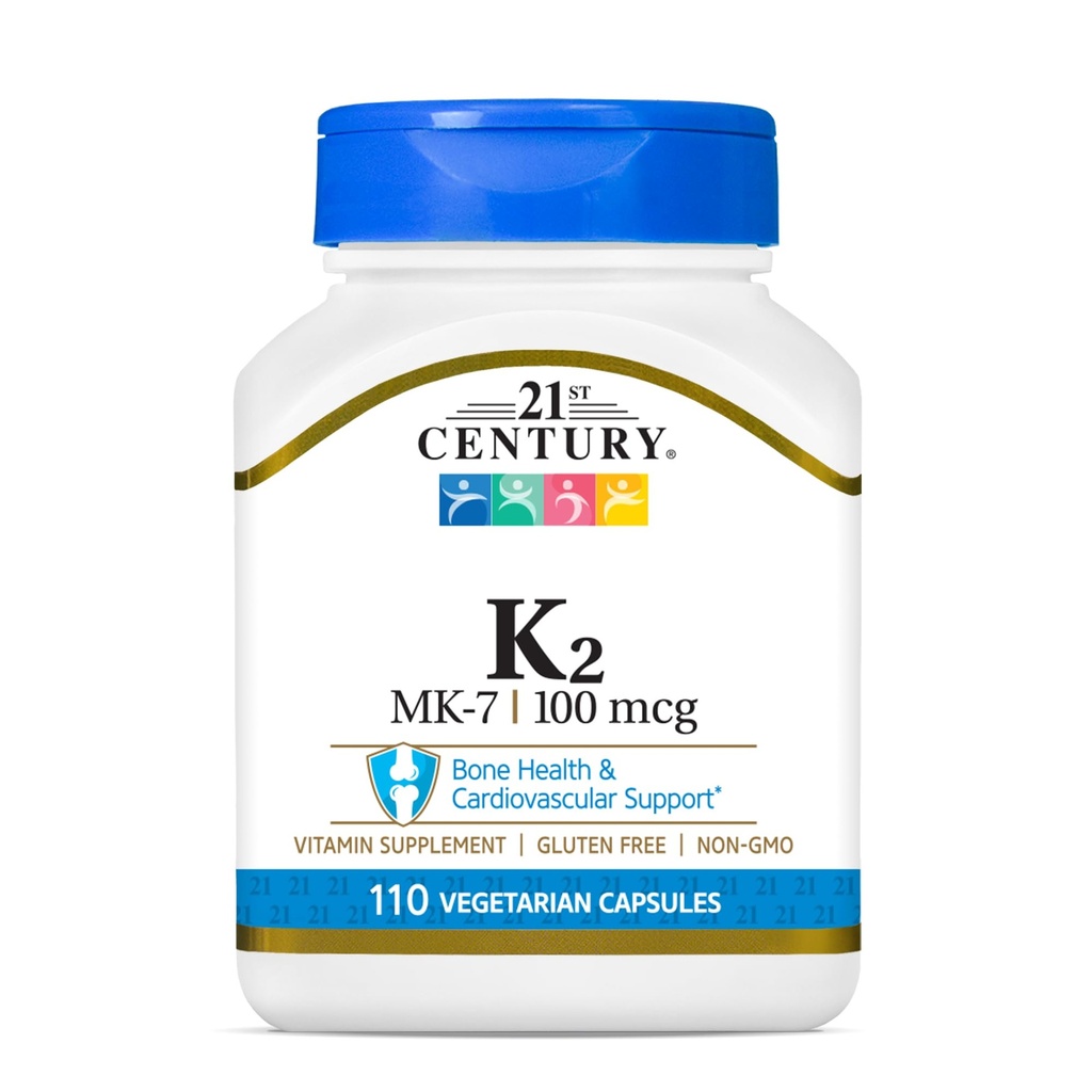 21ste Century Healthcare Vitamine K2 (MK-7) 100 mg Vegetarische Capsules, 110 Tel.