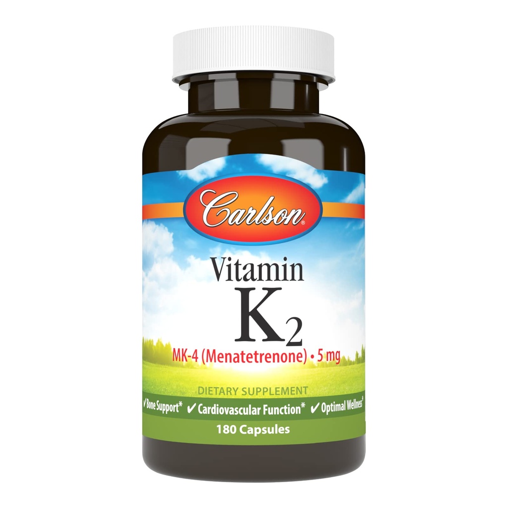 Carlson - Vitamine K2 MK-4 (Menatetrenon), 5 mg, Vitamine K-supplement, Bone Support, K2 Vitamine, Sojavrij, Vitamine K-2, 180 Capsules