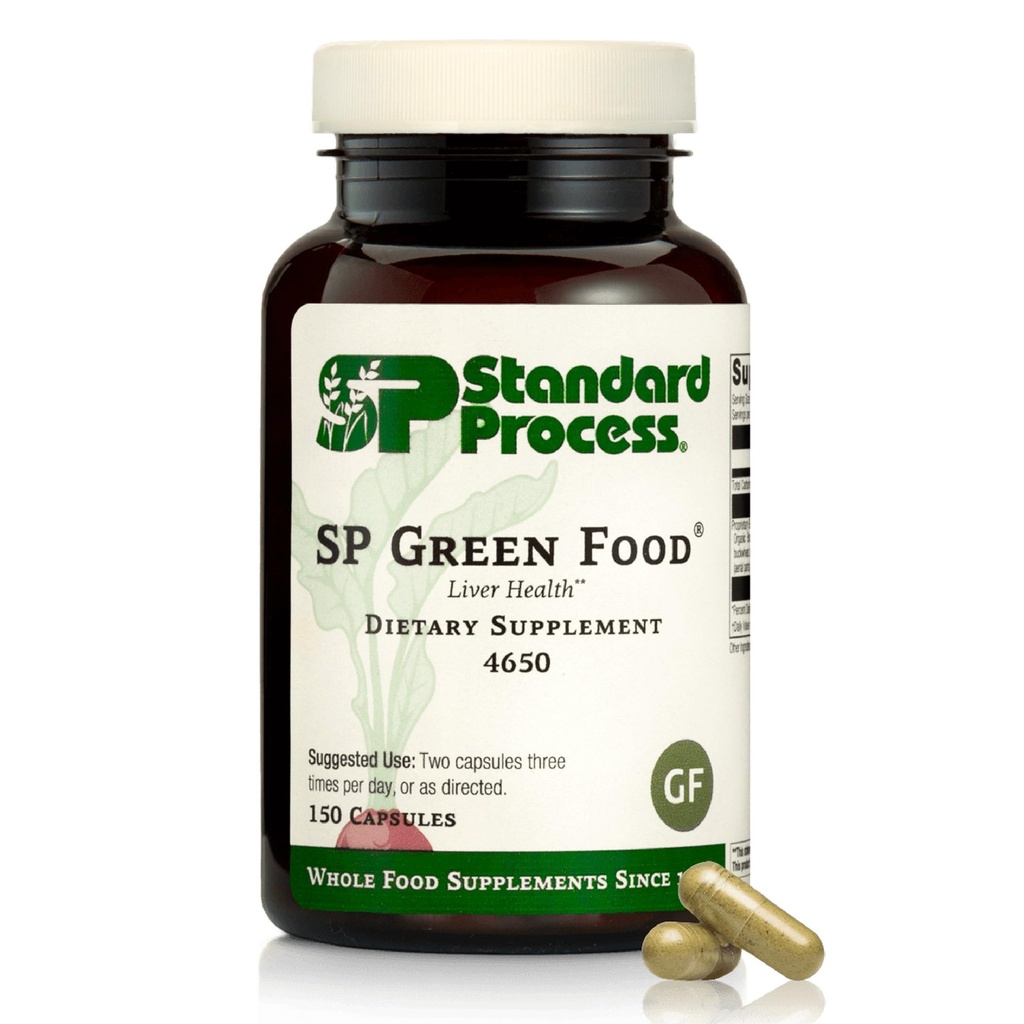 Standard Process SP Green Food - Whole Food Metabolisme, Cholesterol, Toxin, en Lever Ondersteuning met Alfalfa, Boekweit, Gerst, Brussel Spruitjes, en Kale - Vegetarisch, Glutenvrij - 150 Capsules
