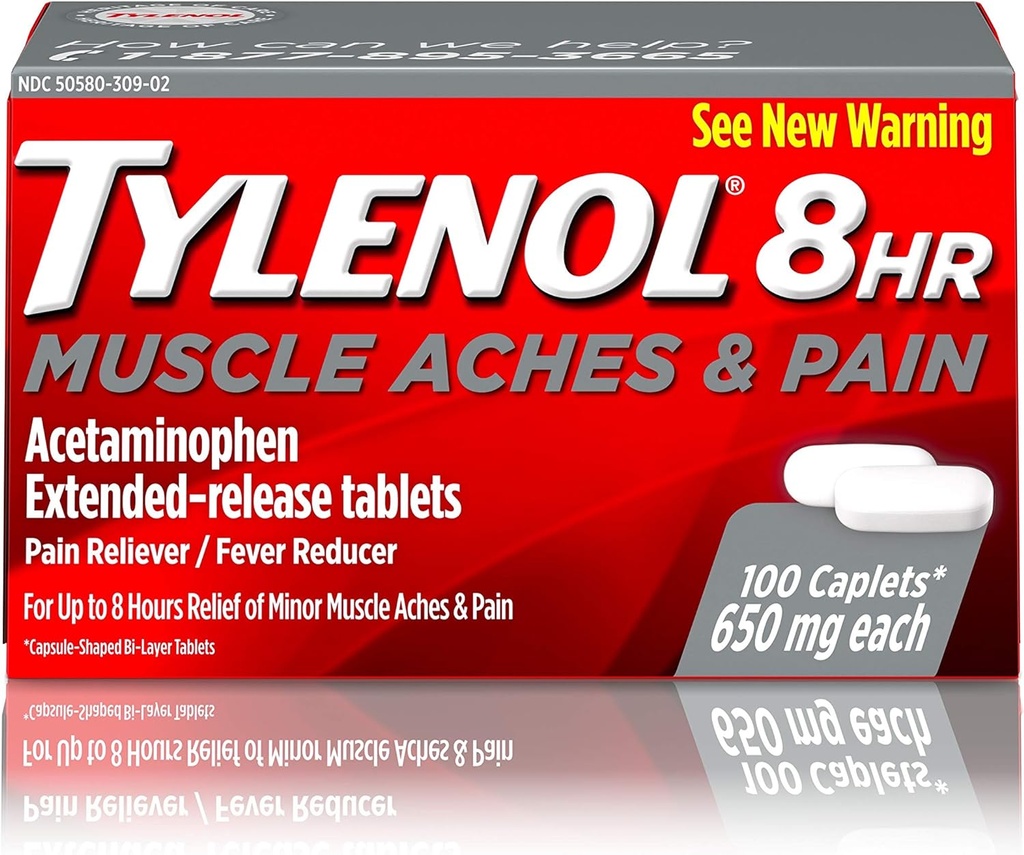 Tylenol 8 uur Spierpijn & pijn Acetaminofen Tabletten voor spier- en gewrichtspijn, 100 ct