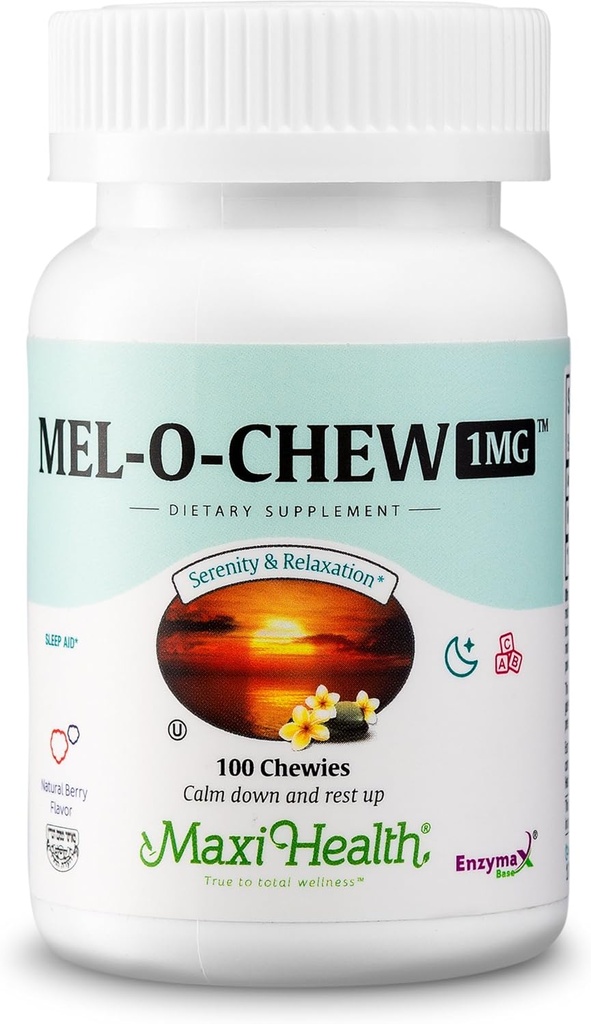 Maxi Health Melatonine 1mg Kauwbaar - Slaaphulp Melatonine aan te moedigen Natuurlijke Slaap 
