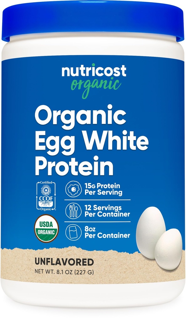 Nutricost Organic Egg White Protein Powder 8oz (Unflavored) - 15 Gram Proteine Per Serving, GGO-Free, Gluten Free