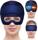 Migraine Relief Cap met Gel Eye Mask, Hoofdpijn Relief Cap Ice Head Wrap Hot and Cold Therapy Hat, Migraine Cap Gel Cap voor Hoofdpijn Puffy Eyes Sinus en spanningstress Relief (Blauw)