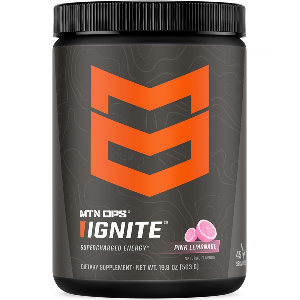 MTN OPS Ignite Energy Drink Powder, Glutenvrije Nootropic Supplement Drink Mix, L Arginine, L Citrulline, Cafeïne & Nootropic Sugar Free Drink Mix, 45 Servings, Pink Limonade