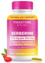 Pink Stork Berberine 500mg - Nature's GLP-1 Supplement - Daily AMPK Esplect Activator - 500-1000 mg Metabolisme + Gut Health for Women