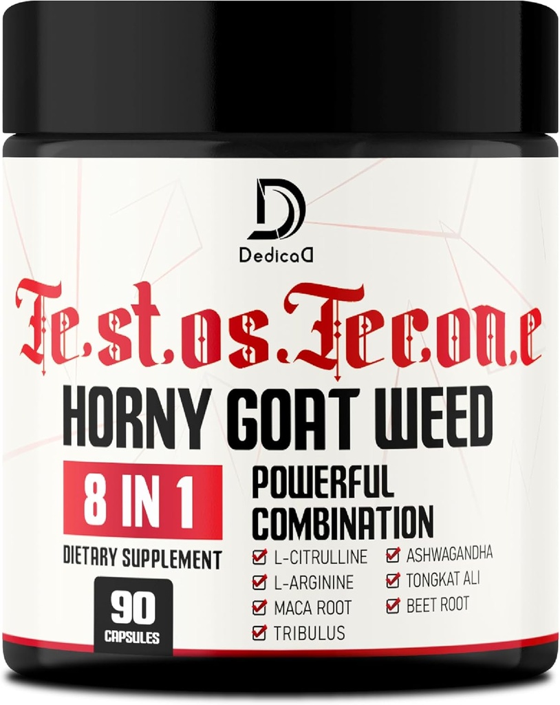 90 Capsules - 8in1 Geile geitenkruid voor mannen, Tribulus Terrestris, L-Arginine, Maca Root, Tongkat Ali, Beetwortel - Energy Workout Spierkracht ondersteuning