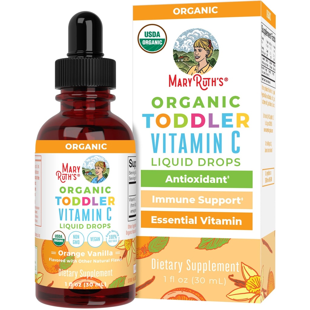 MARYRUTH'S Biologische Peuter Vitamine C Drops voor Immuniteit Leeftijden 1-3 Jaar 