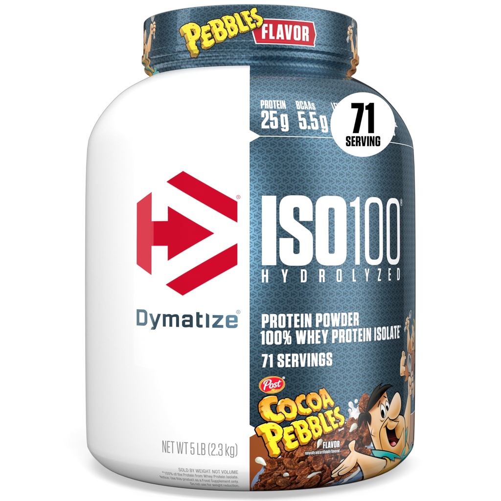 Dymatize x Cocoa Pebbles ISO100 Wei Proteïne Poeder Isolaat, 25g Proteïne, 5.5g BCAA's, 120 Cal., Glutenvrij, 1g Vet, 1g Suiker, 2g Carb (71 Servers)