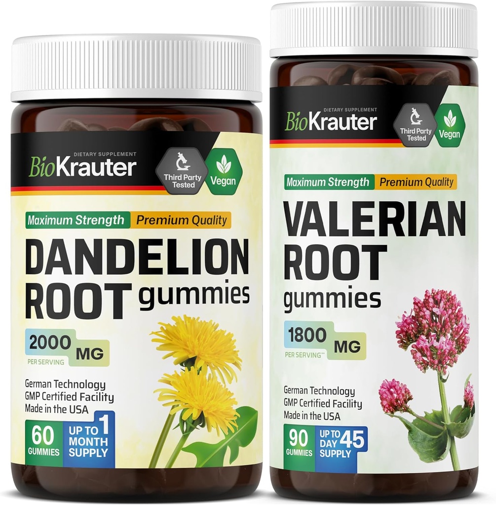 BIO KRAUTER Paardenbloemwortel 60 Gummies & Valeriaanwortel 90 Gummies