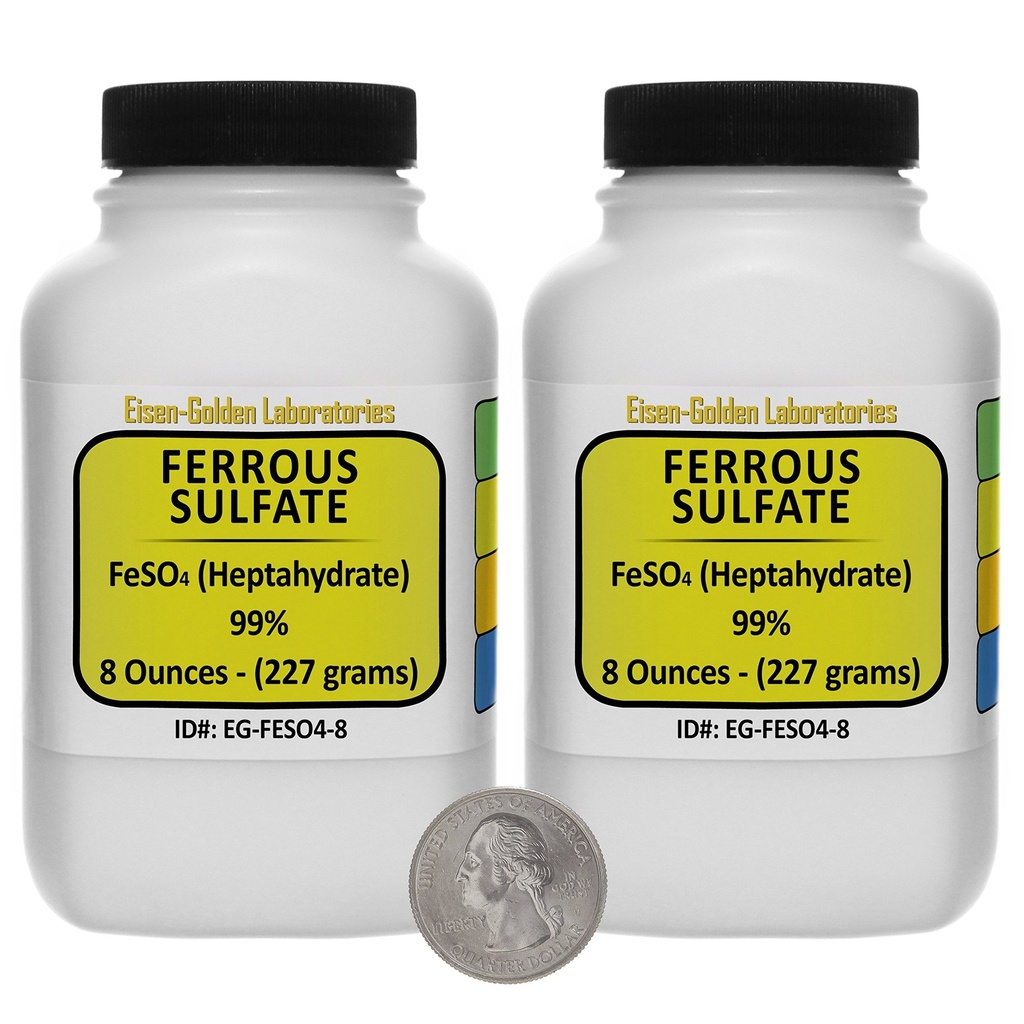 Ferrosulfaat [FeSO4] 99% ACS-kwaliteit Poeder 1 Lb in twee space-saver flessen