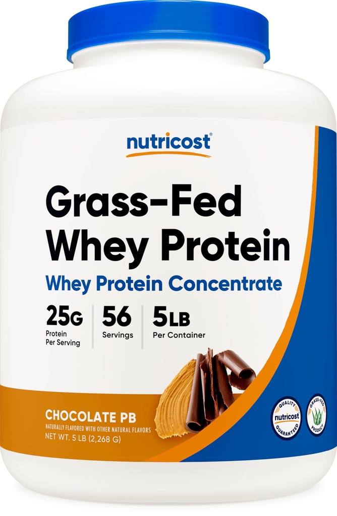 Nutricost Grass-Fed Wei eiwitconcentraat (Chocolaat Pindakaas) 5LBS