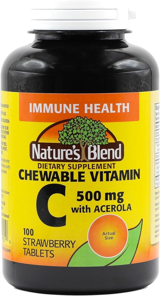 Nature's Blend Vitamine C Kauwbare Acerola, Aardbei 500 mg 100 tabletten