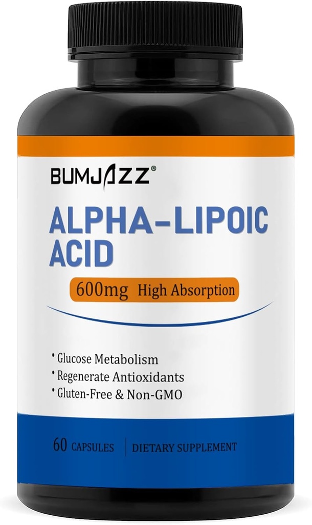 Alpha Lipoïnezuur 600mg, helpt ondersteuning glucose Metabolisme en regenereren Antioxidanten Non-GMO - Glutenvrij - Sojavrij - 60 Tel.
