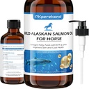 Wilde Zalmolie van Alaska voor paarden, Itch Relief, Visolie Omega 3 EPA+DHA Vetzuren, Huid & Coat Supplement voor Paarden, Ondersteuning Gezamenlijke Functie, Immune & Hart Gezondheid