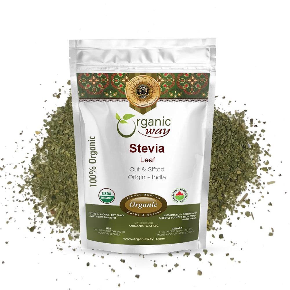 Organic Way Stevia Leaf Cut & Sifted - Herbal Tea (8 Ounce) | Stevia Rebaudiana botanical herb, European Wild-Harvest, USDA Organic and Kosher Certified; Non-GMO & 100% Raw from India