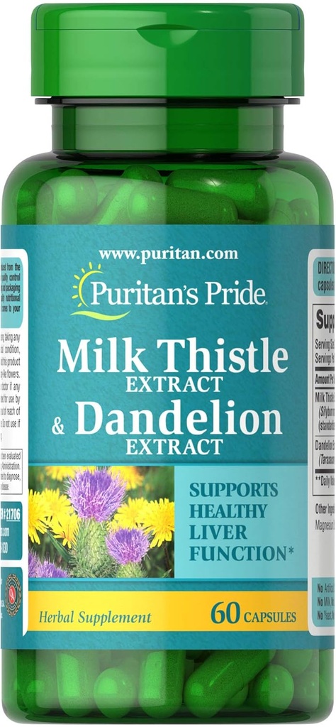 Puritan's Pride Milk Thistle & Dandelion Extract 60 Tel.