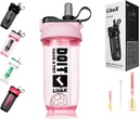 Litex Shaker flessen voor eiwitshakes, 26oz Blender Shaker fles voor pre-workout, Shaker Cups met stro, BPA-vrije Tritan Mixer flessen voor eiwit poeder, met Cup Brush en instructies (Roze)
