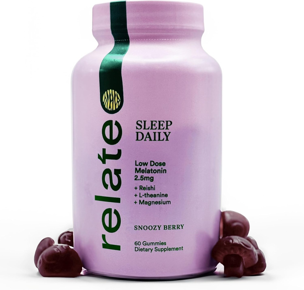 Verwante Sleep Daily Gummies - Paddestoel-Geïnfundeerde Slaaphulp met Low-Dose Melatonine, Magnesium, L-Theanine, Lion's Mane, Reishi, Cordyceps, en Turkije staart Paddestoelen - Vegan, Made in USA - 60 Tellen