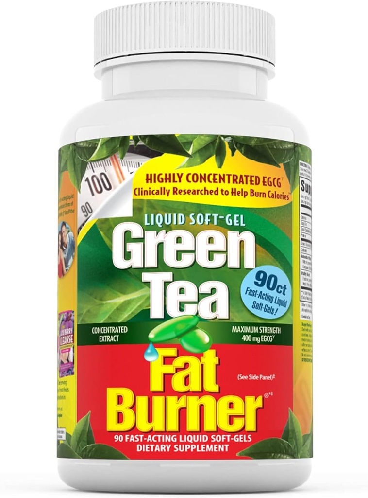 Toegepaste voeding Groene theevetbrander - 90 Liquid Soft-Gels - Verhoogt Calorie Burning & Supplies Krachtige Antioxidanten - 45 Totaal porties