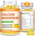 Calcium Magnesium Zink Gummies met Vitamine D3 en K2, Hoge Absorptie Magnesium Glycinate Kalium voor Immune en Kalm Mood, Vegan Mango en Ananas smaak 120 Gummies
