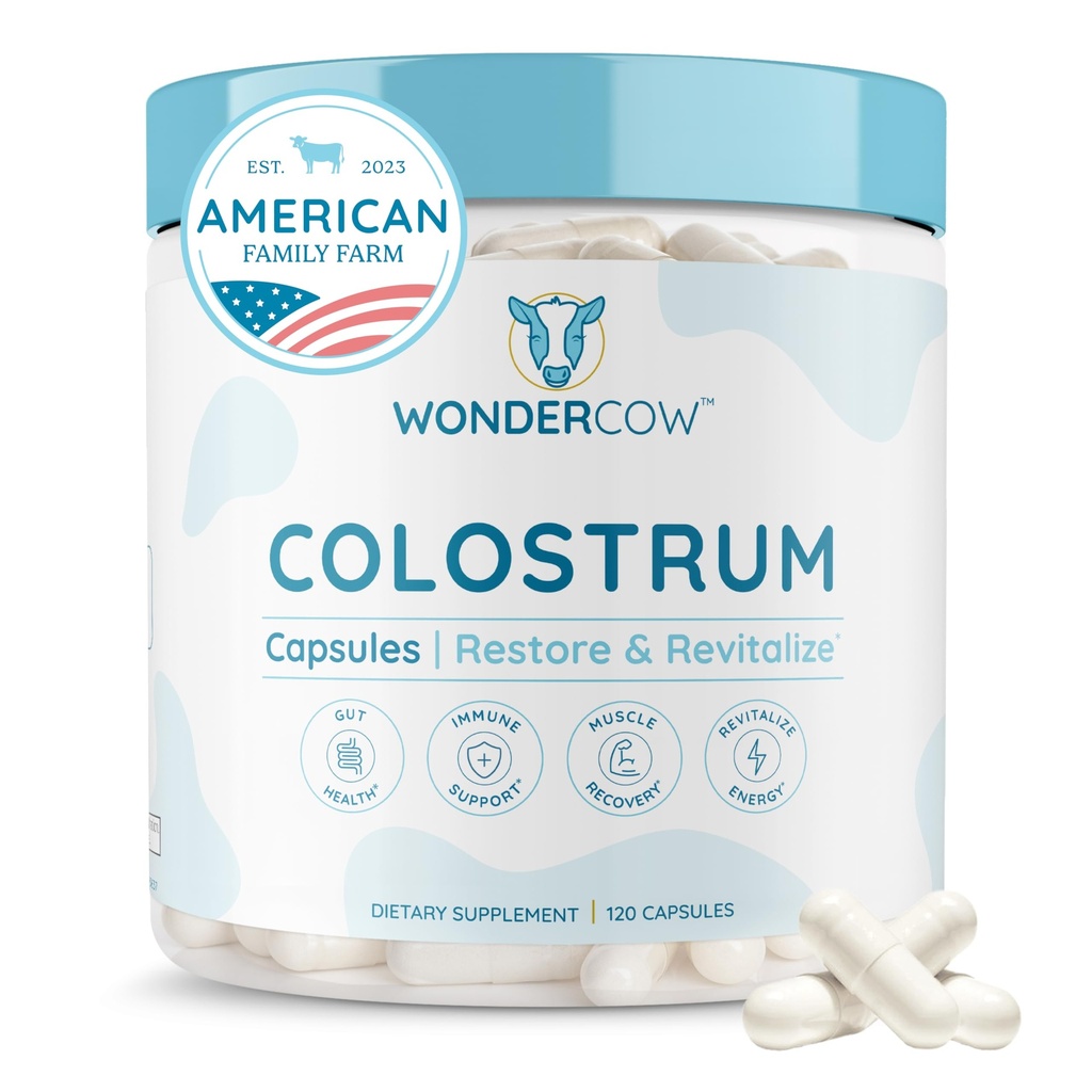 WONDERCOW Colostrum Capsules Supplement voor Gut Health, Immune Support, Muscle Recovery & Wellness 