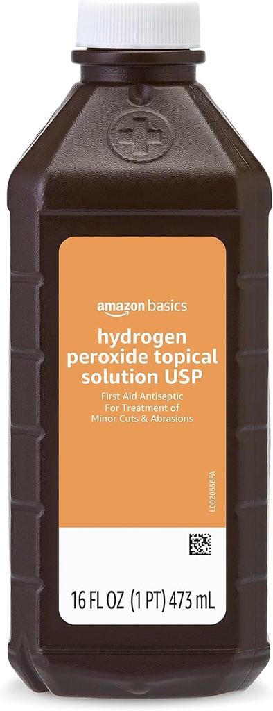 Basics Waterstof Peroxide Topische oplossing USP, Eerste Hulp Antiseptisch voor snijden, Scrapes en Wond Desinfectie, 16 fl oz, Verpakking van 1 (voorheen Solimoi)