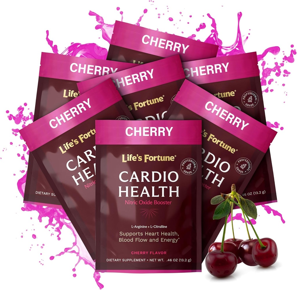 Life's Fortune L Arginine L Citrulline Supplement Powder - High Potency Nitric Oxide Supplement Booster met natuurlijke kersensmaak (7 porties (pakket van 1), Cherry)