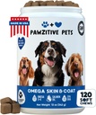 Kauwen voor honden, Omega 3 Visolie - Hondenjas en huidsupplement - USA Product - Itch Relief, Hot Spot Treatment - Zalmolie voor honden - 120 Zachte Treats - jeukende huidverlossing, vergieten, hiep & Joint