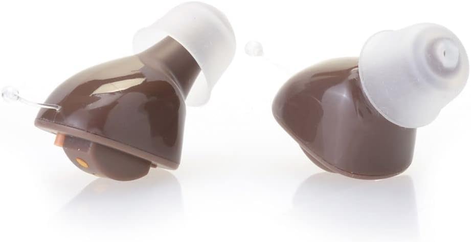 Gehoorhulp met oplaadbare draagtas en extra oortips (Brown)