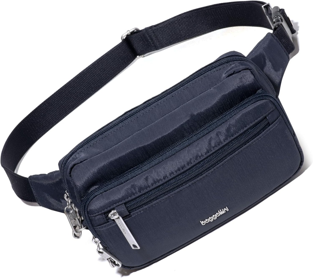 Baggallini Securtex anti-diefstal riem Fanny Pack voor vrouwen RFID portemonnee slot Zipper-reistas Crossbody Purse