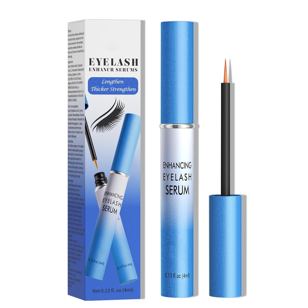 Lash Serum, Rapid Eyelash Growth Serum, Eyelash Serum for Eyelash Growth Dikte, Sterkere, gezondere wimpers & Brows, Langer, Fuller, en Thicker Lashes, Vegan & Cruelty-Free (Light Blue 4ML)