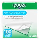 CURAD Steriele niet-adherente pads (verpakking van 100), 3"x4" voor zacht wondverband en absorptie zonder kleven