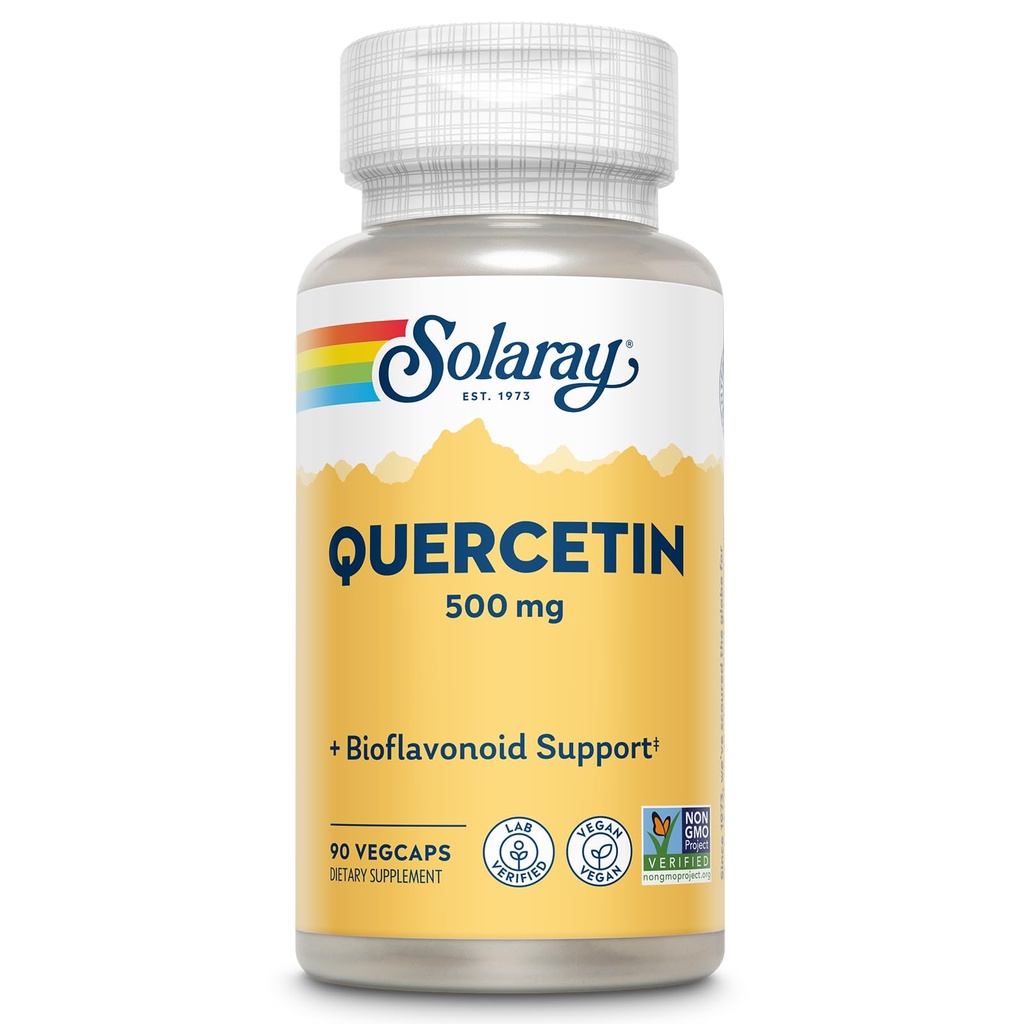 SOLARAY Quercetine 500 mg, Ondersteunt Sinus, Respiratoire, Immuunfunctie & Normale, gezonde Uric Acid niveaus, 90 VegCaps