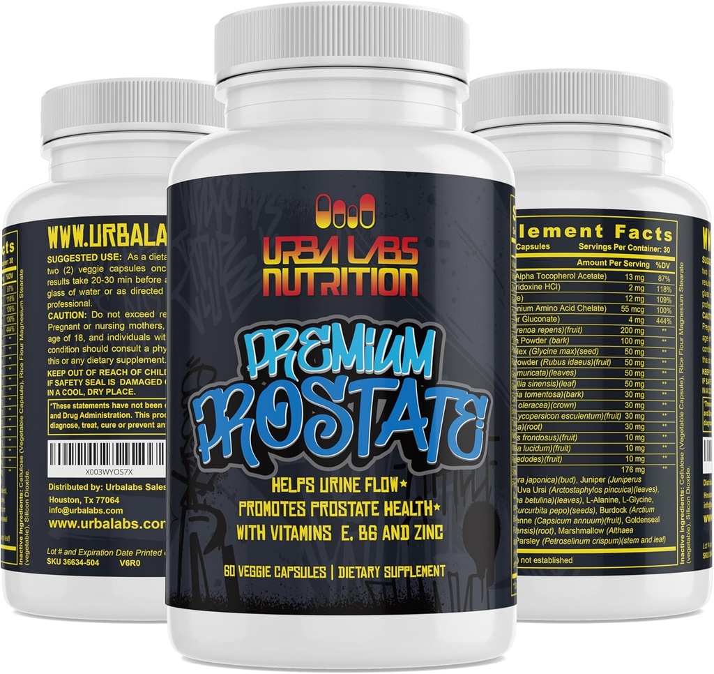 Urbalabs Premium Prostaat Supplementen Prostaat Formule Saw Palmetto Natuurlijke Prostaat Gezondheid Verminder Prostaat Ontsteking Urinaire Tract Ondersteuning Pompoenzaad Maximale sterkte