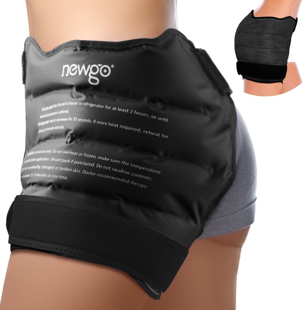 NIEUWGO Ice Pack for Hip Replacement Surgery, Gel Cold Pack Hip Ice Wrap for Hip Bursitis, Sciatica, Flexor Pain, Ontsteking, Zwelling - Zwart