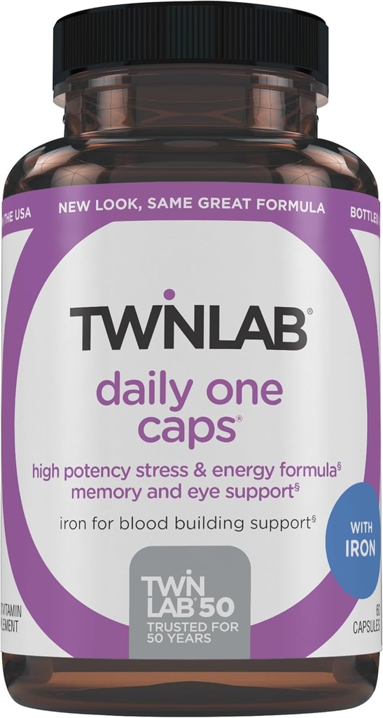 Twinlab Daily One Caps with Iron - Nutritional Supplement with Iron, Zink, B Vitamines, and More - 60 Capsules