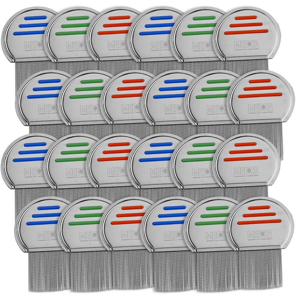 Lice Comb - (Pack of 24) Head Lice Treatment die individueel verpakt Professional Roestvrij staal Louse en Nit Combs Verwijdert Eieren met afgeronde tips voor comfort