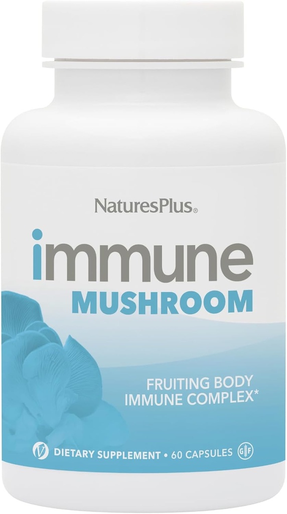 Natures Plus Immune Mushroom - 60 Capsules - Fruiting Body Immune Complex - van zeven verschillende paddo's - levert belangrijke Micronutriënten - Veganistisch, Glutenvrij - 30 porties