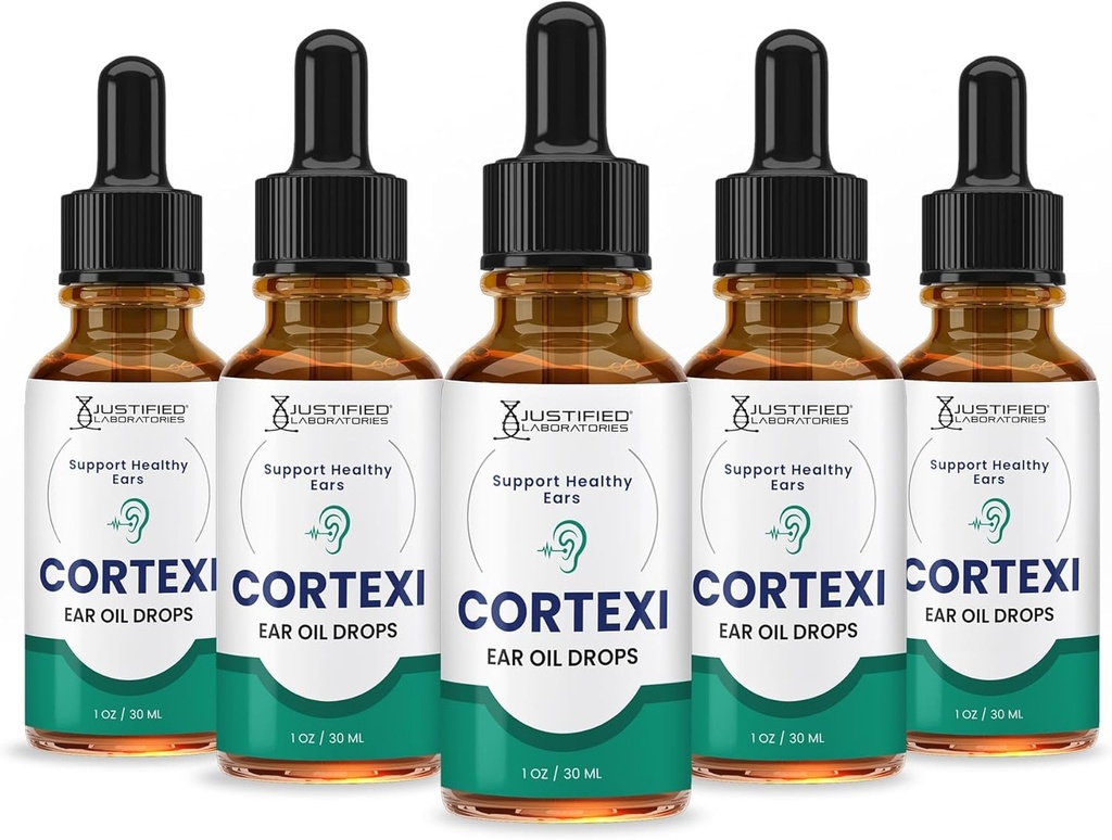 Justified Laboratories (5 Pack) Cortexi Ear Drops Cortexi Healthy Eardrum Oil Supports Healthy Ears Premum Blend of Essential Oils 5 Bottles