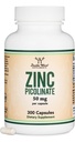 Zink Picolinaat 50 mg, 300 capsules (immune ondersteuning) Non-GMO, Glutenvrij (300 dagen levering) door Double Wood Supplementen
